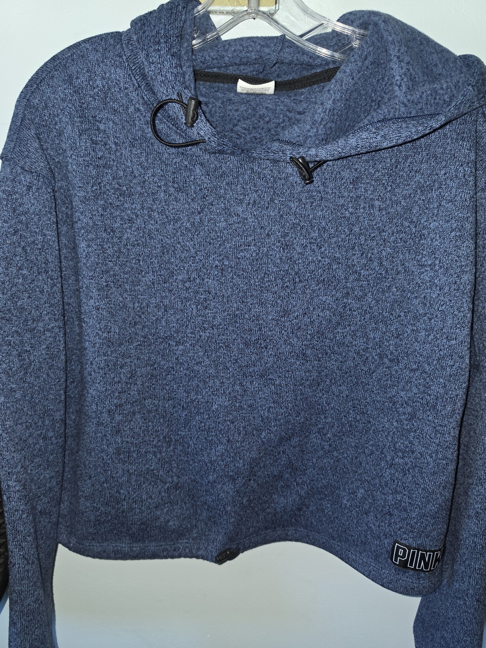 PINK Victoria's Secret Blue Heathered Hoodie Crop